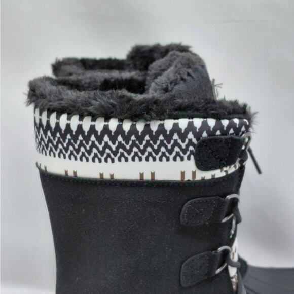 Mishansha Womens Snow Boots Size 9.5 Black Waterproof Winter Lace Up Fur Lined - Picture 2 of 15